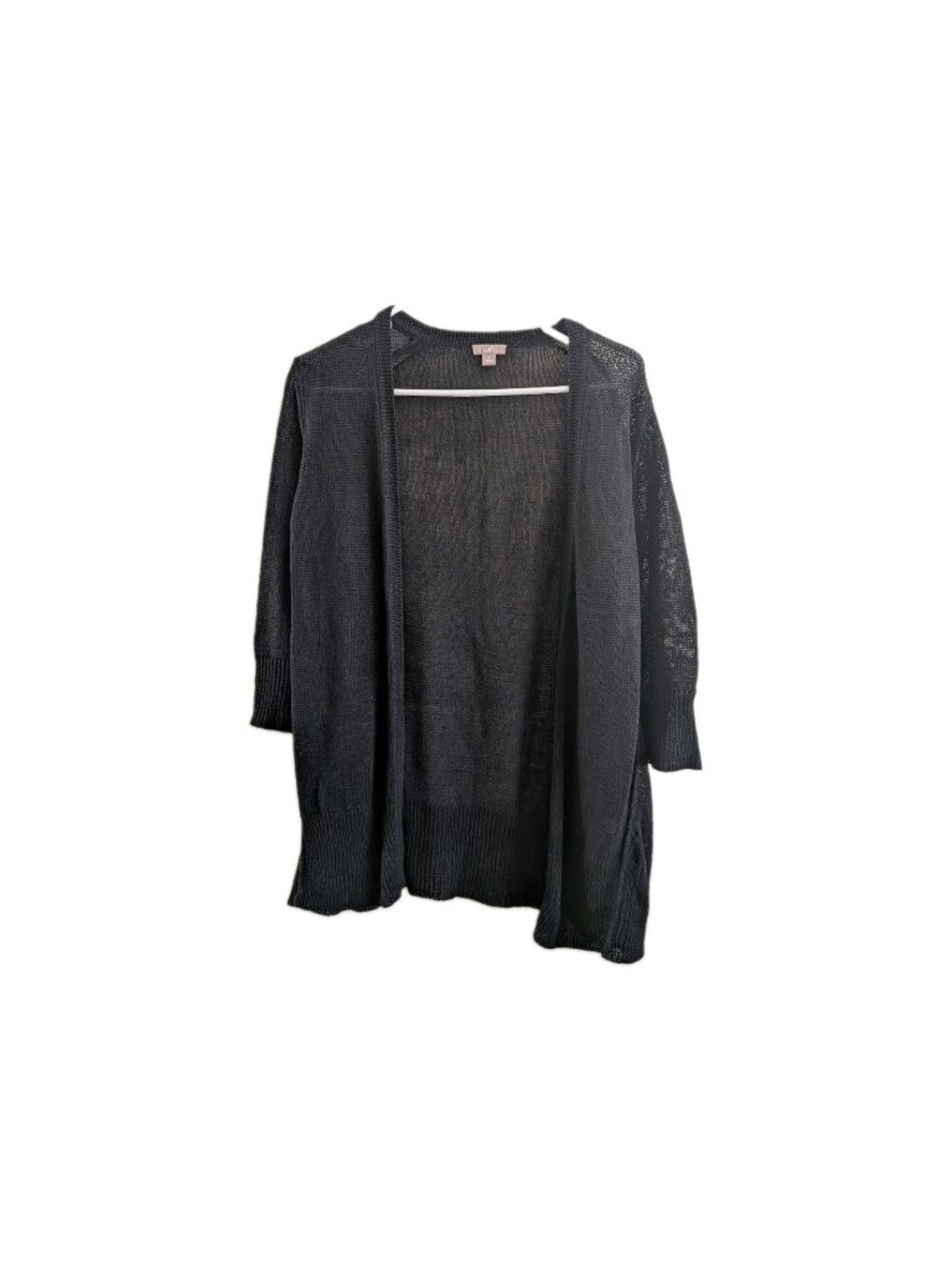 J.Jill 100% Linen Women's Open Front Knit Cardigan Size M Black Lightweight